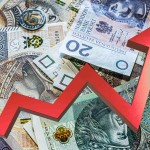 pieniądze z czerwonym rosnącym wykresem