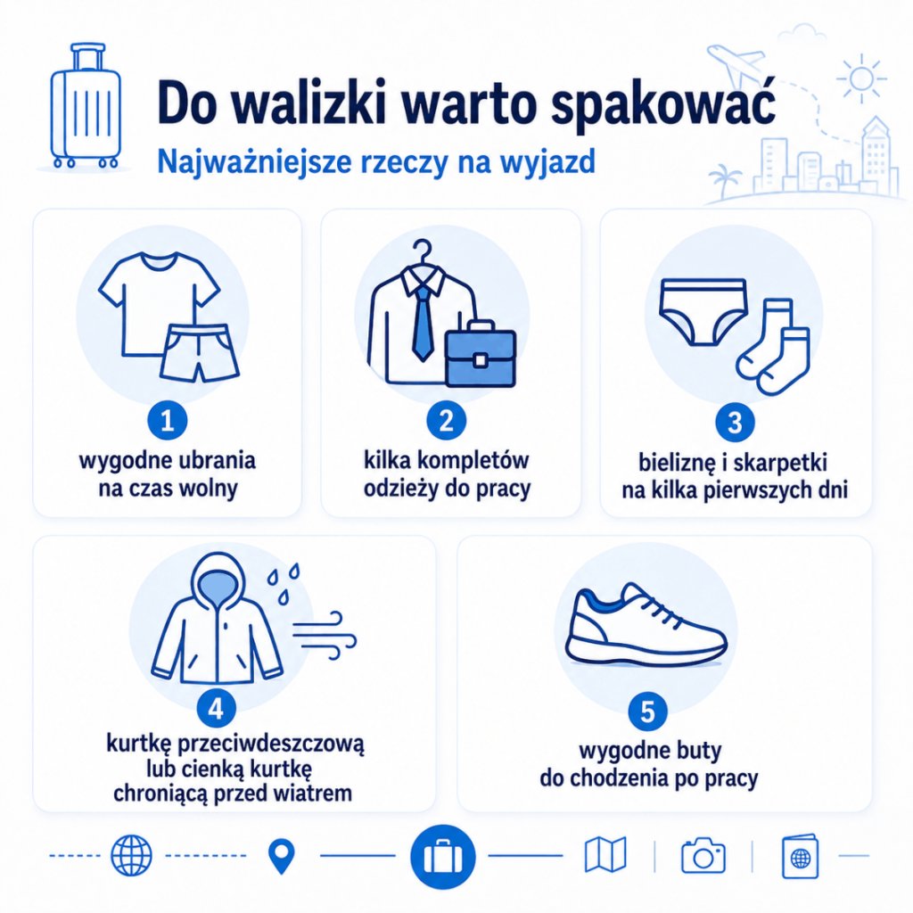 Inforgafika "Co należy spakować do walizki na wyjazd do Holandii"